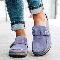 Thumbnail for Round Toe Low Heel Buckle Sneakers