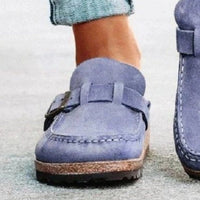 Thumbnail for Round Toe Low Heel Buckle Sneakers