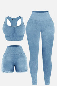 Thumbnail for 3 Piece Washed Square Neck Wide Strap Active Set
