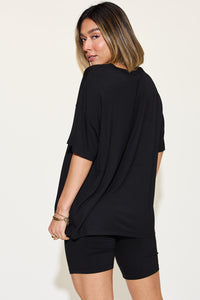 Thumbnail for Basic Bae Full Size V-Neck Drop Shoulder Short Sleeve T-Shirt and Shorts Set