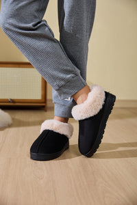 Thumbnail for Faux Fur Round Toe Platform Slippers