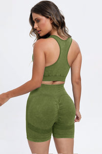 Thumbnail for 3 Piece Washed Square Neck Wide Strap Active Set