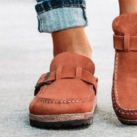 Thumbnail for Round Toe Low Heel Buckle Sneakers