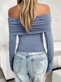 Thumbnail for Ruched Off-Shoulder Long Sleeve T-Shirt