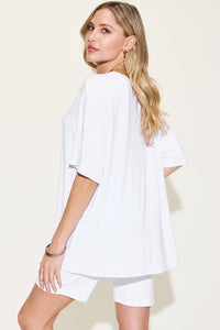 Thumbnail for Basic Bae Full Size V-Neck Drop Shoulder Short Sleeve T-Shirt and Shorts Set