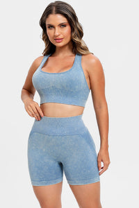 Thumbnail for 3 Piece Washed Square Neck Wide Strap Active Set