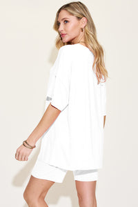 Thumbnail for Basic Bae Bamboo Full Size V-Neck Drop Shoulder T-Shirt and Shorts Set
