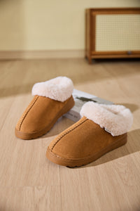 Thumbnail for Faux Fur Round Toe Platform Slippers