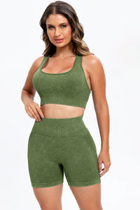 Thumbnail for 3 Piece Washed Square Neck Wide Strap Active Set