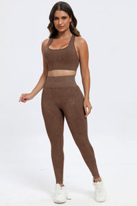 Thumbnail for 3 Piece Washed Square Neck Wide Strap Active Set