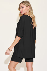 Thumbnail for Basic Bae Bamboo Full Size V-Neck Drop Shoulder T-Shirt and Shorts Set