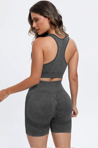 Thumbnail for 3 Piece Washed Square Neck Wide Strap Active Set
