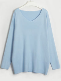 Thumbnail for V-Neck Long Sleeve Top and Drawstring Pants Sweater Set