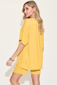 Thumbnail for Basic Bae Bamboo Full Size V-Neck Drop Shoulder T-Shirt and Shorts Set