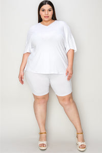 Thumbnail for Basic Bae Bamboo Full Size V-Neck Drop Shoulder T-Shirt and Shorts Set