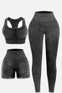 Thumbnail for 3 Piece Washed Square Neck Wide Strap Active Set