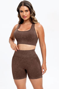 Thumbnail for 3 Piece Washed Square Neck Wide Strap Active Set