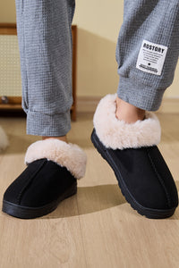 Thumbnail for Faux Fur Round Toe Platform Slippers