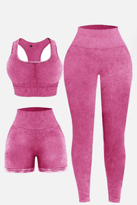 Thumbnail for 3 Piece Washed Square Neck Wide Strap Active Set
