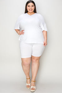 Thumbnail for Basic Bae Bamboo Full Size V-Neck Drop Shoulder T-Shirt and Shorts Set