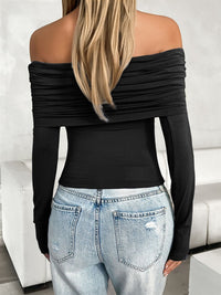 Thumbnail for Ruched Off-Shoulder Long Sleeve T-Shirt