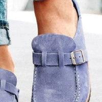 Thumbnail for Round Toe Low Heel Buckle Sneakers