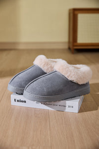 Thumbnail for Faux Fur Round Toe Platform Slippers