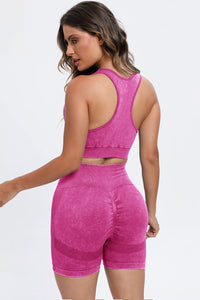 Thumbnail for 3 Piece Washed Square Neck Wide Strap Active Set