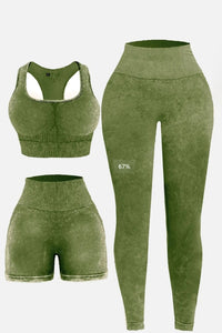 Thumbnail for 3 Piece Washed Square Neck Wide Strap Active Set