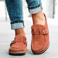 Thumbnail for Round Toe Low Heel Buckle Sneakers
