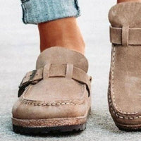 Thumbnail for Round Toe Low Heel Buckle Sneakers