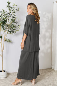Thumbnail for Double Take Full Size Round Neck Slit Top and Pants Set