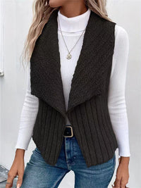 Thumbnail for Open Front Fuzzy Vest Coat