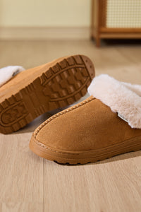Thumbnail for Faux Fur Round Toe Platform Slippers