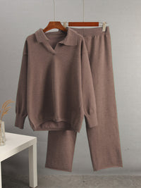 Thumbnail for Johnny Collar Long Sleeve Top and Pants Sweater Set