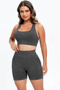 Thumbnail for 3 Piece Washed Square Neck Wide Strap Active Set