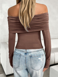 Thumbnail for Ruched Off-Shoulder Long Sleeve T-Shirt
