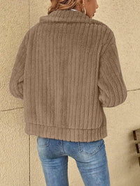 Thumbnail for Plush Zip Up Long Sleeve Jacket