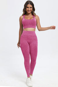 Thumbnail for 3 Piece Washed Square Neck Wide Strap Active Set