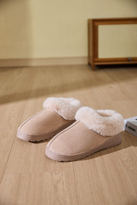 Thumbnail for Faux Fur Round Toe Platform Slippers
