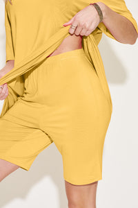 Thumbnail for Basic Bae Bamboo Full Size V-Neck Drop Shoulder T-Shirt and Shorts Set