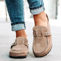 Thumbnail for Round Toe Low Heel Buckle Sneakers