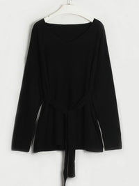 Thumbnail for V-Neck Long Sleeve Top and Drawstring Pants Sweater Set