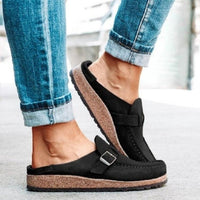 Thumbnail for Round Toe Low Heel Buckle Sneakers