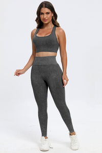Thumbnail for 3 Piece Washed Square Neck Wide Strap Active Set