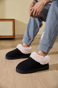 Thumbnail for Faux Fur Round Toe Platform Slippers