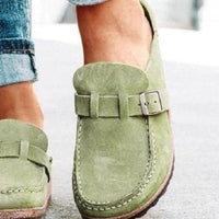 Thumbnail for Round Toe Low Heel Buckle Sneakers