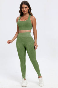 Thumbnail for 3 Piece Washed Square Neck Wide Strap Active Set