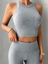 Thumbnail for Ribbed Round Neck Tank and Pants Set
