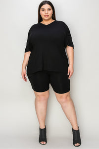 Thumbnail for Basic Bae Bamboo Full Size V-Neck Drop Shoulder T-Shirt and Shorts Set